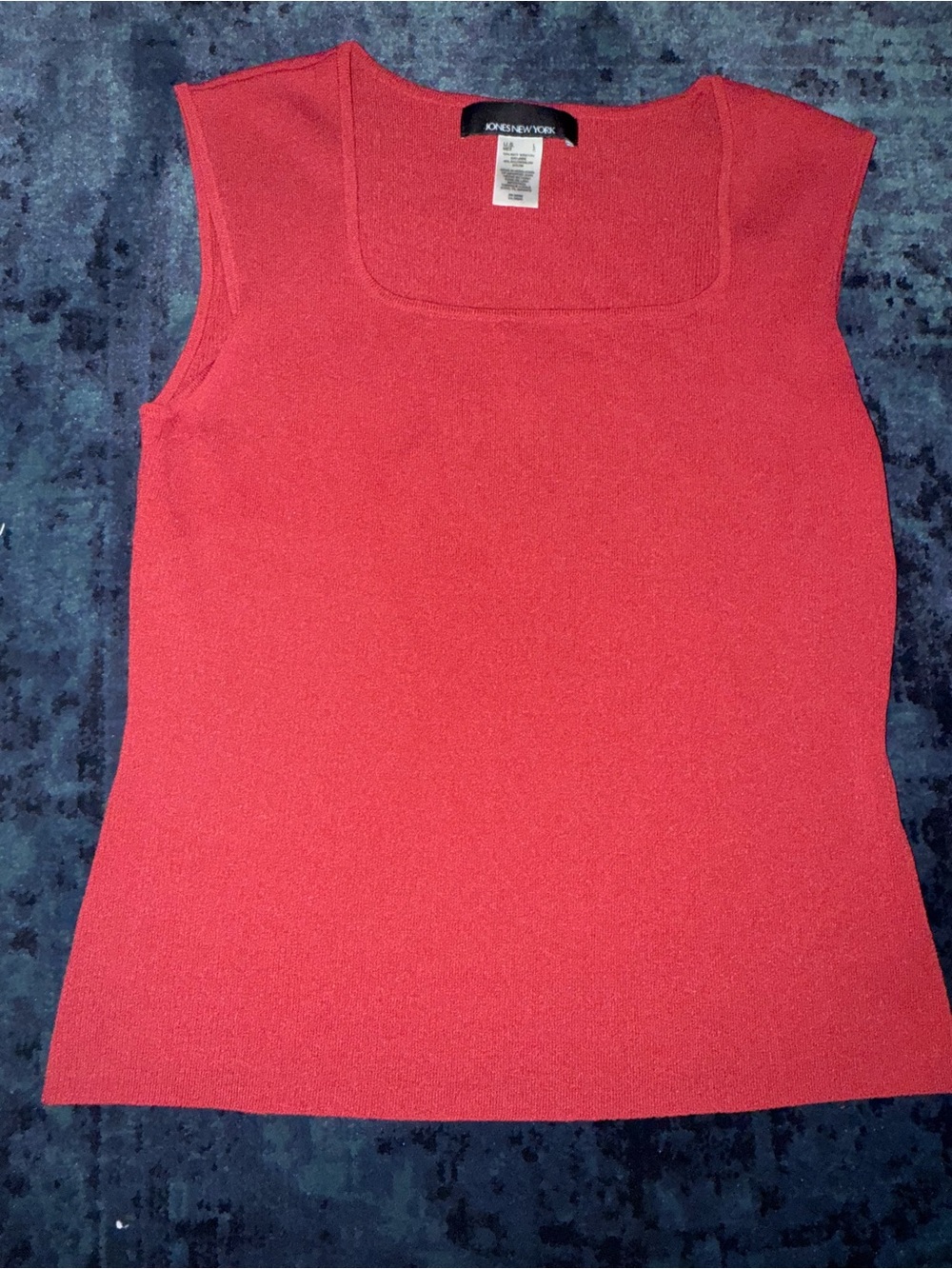 Jones New York Coral-Red Square Neck Knit Tank